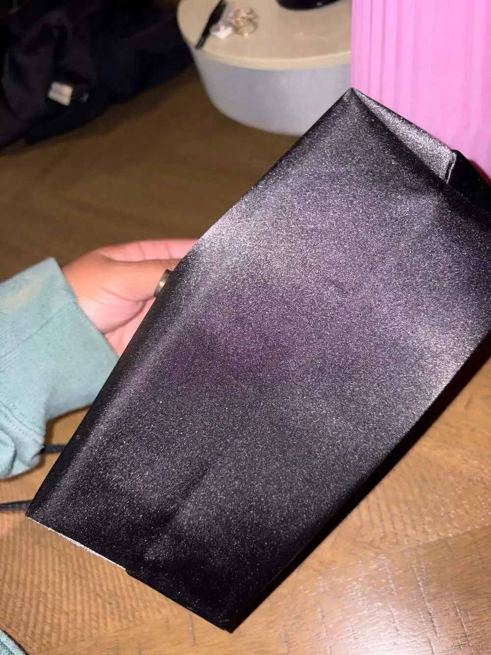 Dolce & Gabbana Parfums Black Satin Evening Clutch Bag